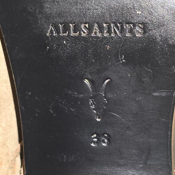 All Saints Suede Fringe Ankle Boots Pointed Toe Tan Western Cowgirl Booties 8 - Picture 12 of 16